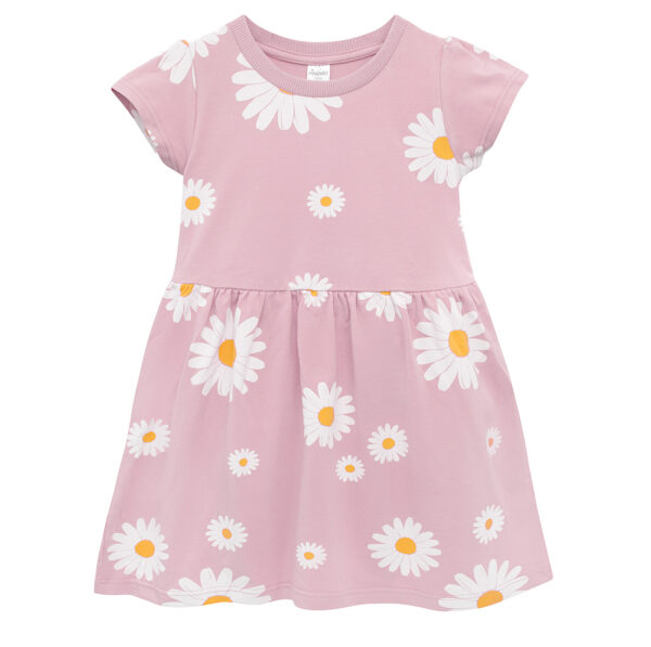Šaty s krátkym rukávom Kvety DAISY - svetloružové