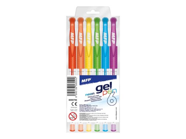 Gélové perá 6ks - neon